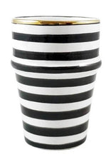 Download image to view Gallery, Mustavalkoinen raitamuki kultasomiste yläosassa